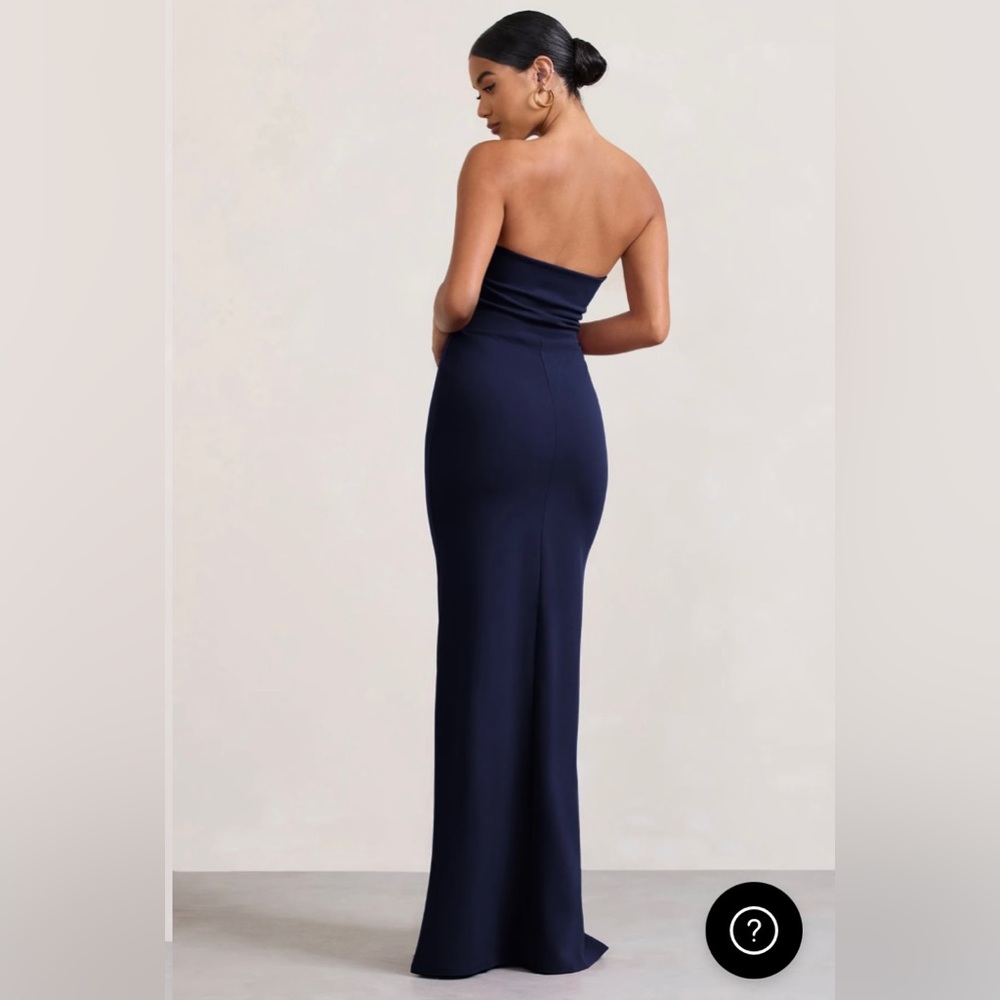 Club London Belle of the Ball Navy Bandeau Maxi Dress with Split Hem Size AU 4 - Picture 2 of 5